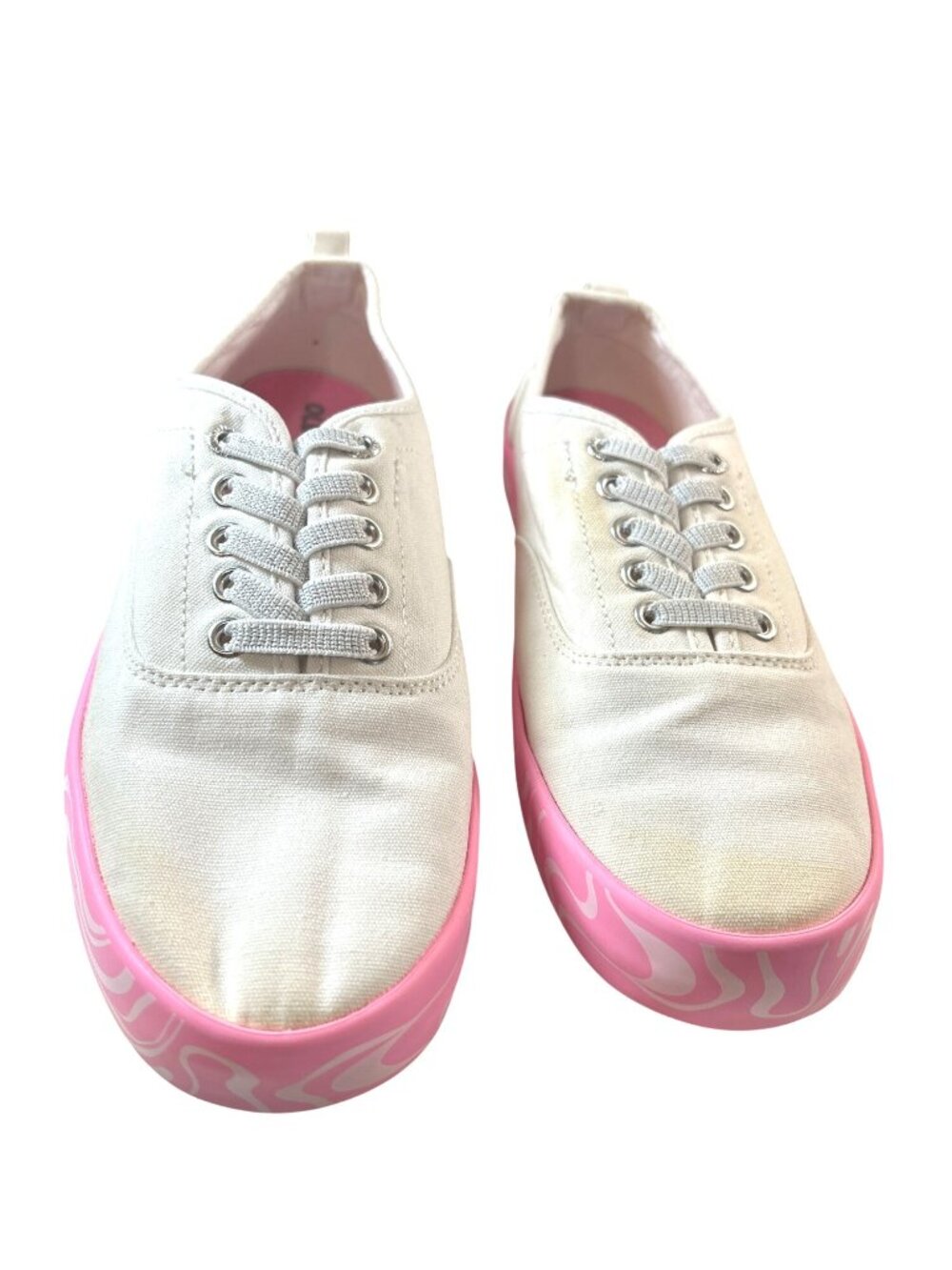 Old Navy Girls Sneakers Lace-Up No tie Seasalt White/Pink Size 3